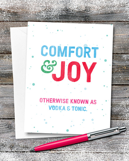 Funny Christmas Cards, Comfort and Joy Christmas Card by Smirkantile