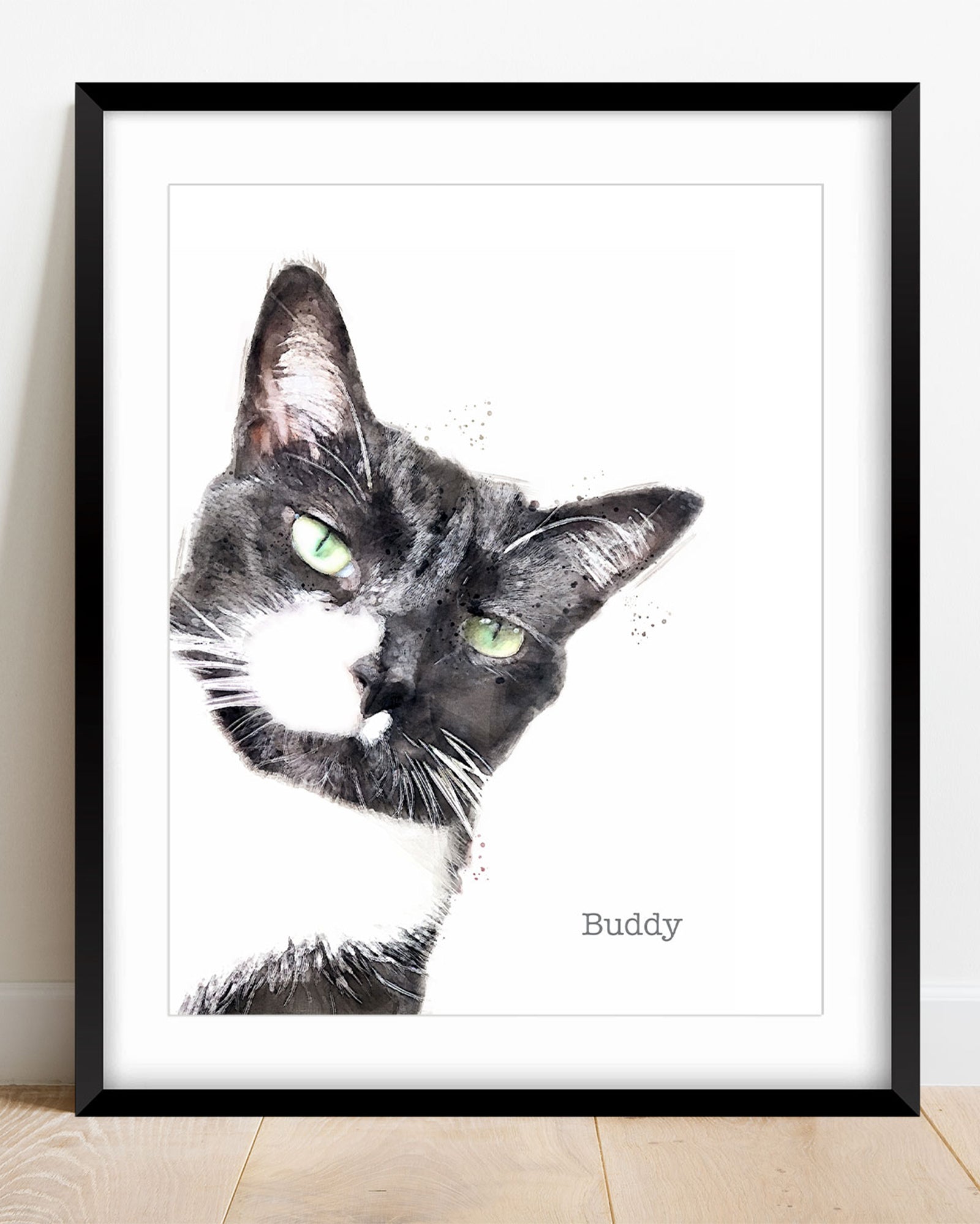 Portrait pet cat custom painting memorial gift, 2024 Custom Chinese watercolor, pet portrait, Watercolor cat painting