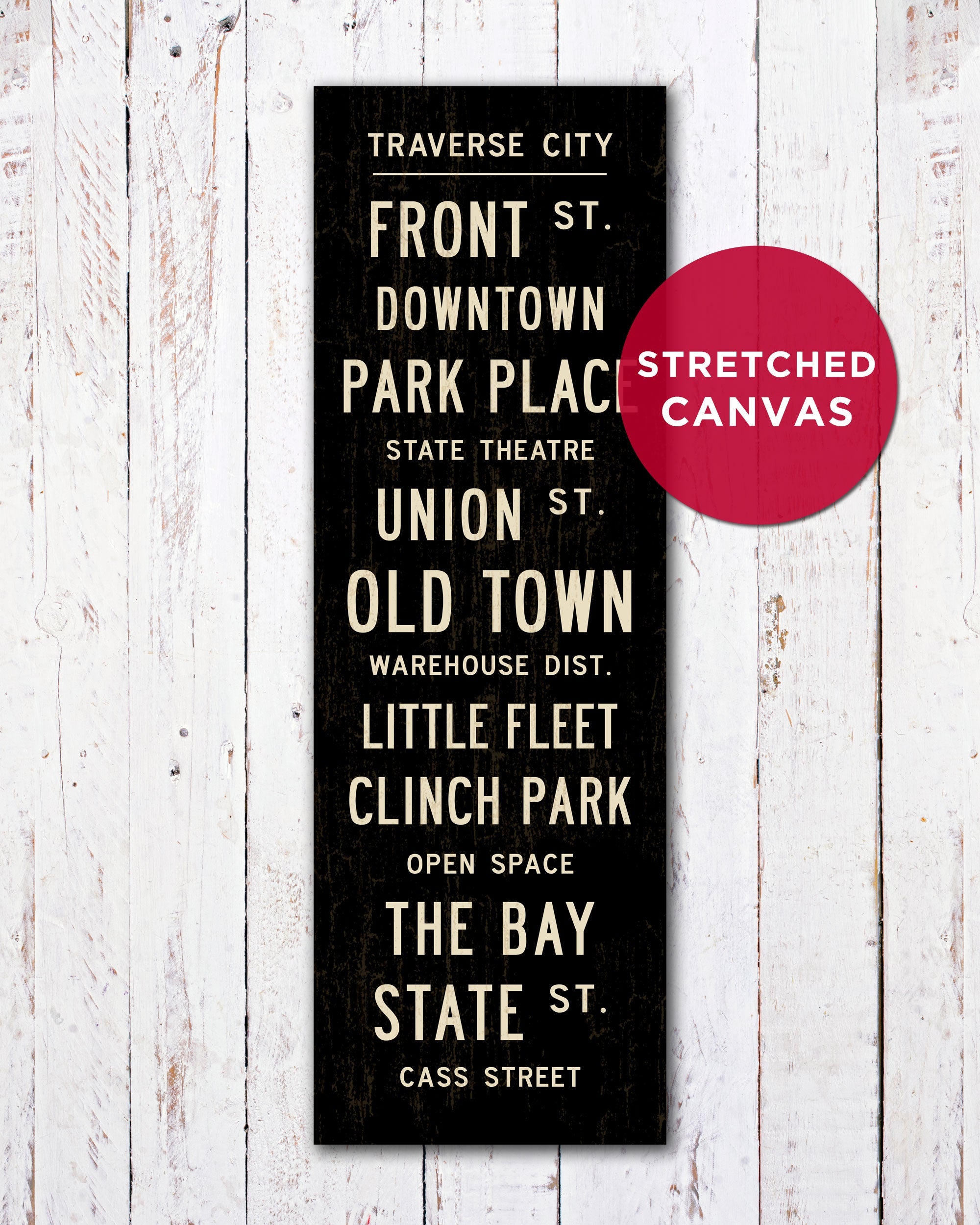 Custom Wall popular Art Graphic Bus Scroll on Ready-To-Hang stretched wood frame canvas Transit Sign Cities